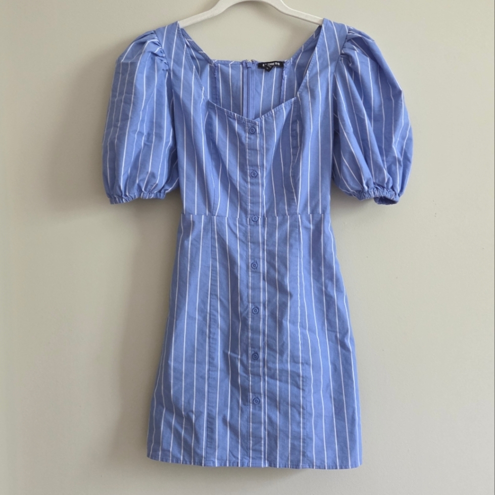 Express Blue Striped Mini Dress Size XS